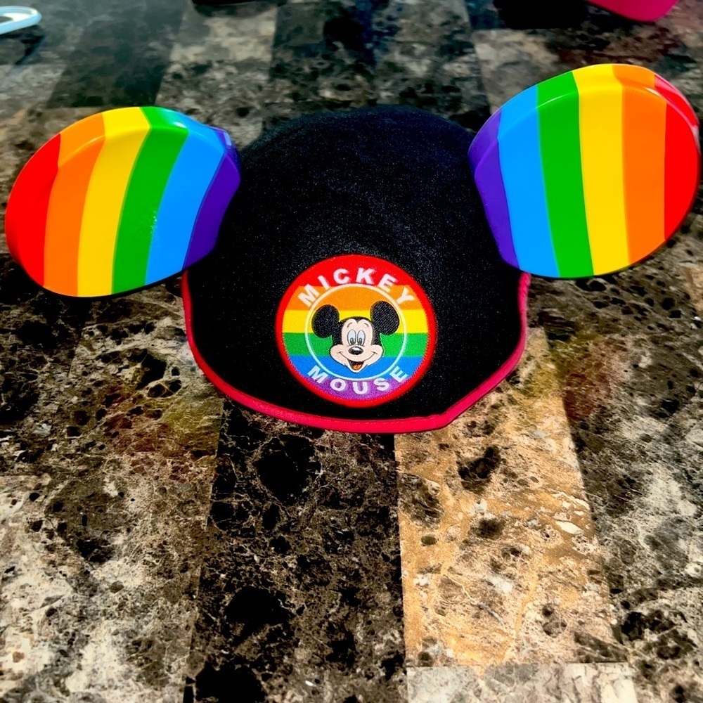 MICKEY MOUSE HAT WITH RAINBOW COLOR EARS ONE SIZE EUC